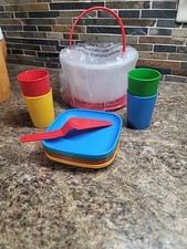 Tupperware Kids Mini Party Serve It Set Tumblers, Plate, Cake Taker