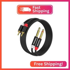 HOSONGIN RCA to 1/4" Cable 10 Feet, Dual 1/4 inch TS to Dual RCA Gold Plated Hea