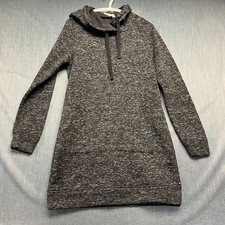 Fabletics Women's Hoodie Dress XL Gray Heathered Fleece Long Sleeves Athleisure