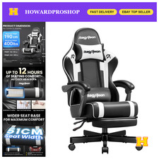 Ergonomic Video Gaming Chair with Footrest for Adults - Jet Black PC Gaming Seat