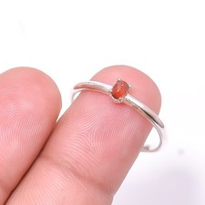 Red Garnet - Mozambique Solitaire Gemstone 925 Sterling Silver Ring s.8 Sku12