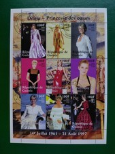 1998 Gwinea Pamiątka Arkusz 9 znaczków (Księżna Diana), CTO, NH, OG