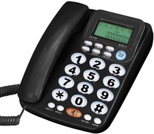 TelPal Corded Big Button Telephone for Elderly Caller ID Landline Black