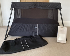 BabyBjorn Travel Cot. Exc. Cond, & BNIB BabyBjorn Cotton Sheet Still in Box