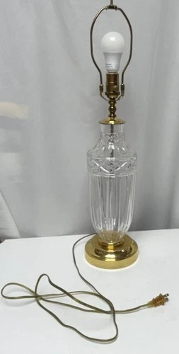 Vintage Waterford Ireland 27" Lead Crystal Diamond Panel Cut Glass Table Lamp