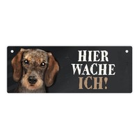 Metallschild Mit Dackel Motiv Und Spruch: Hier Wache Ich! TüRschild Wachsschild