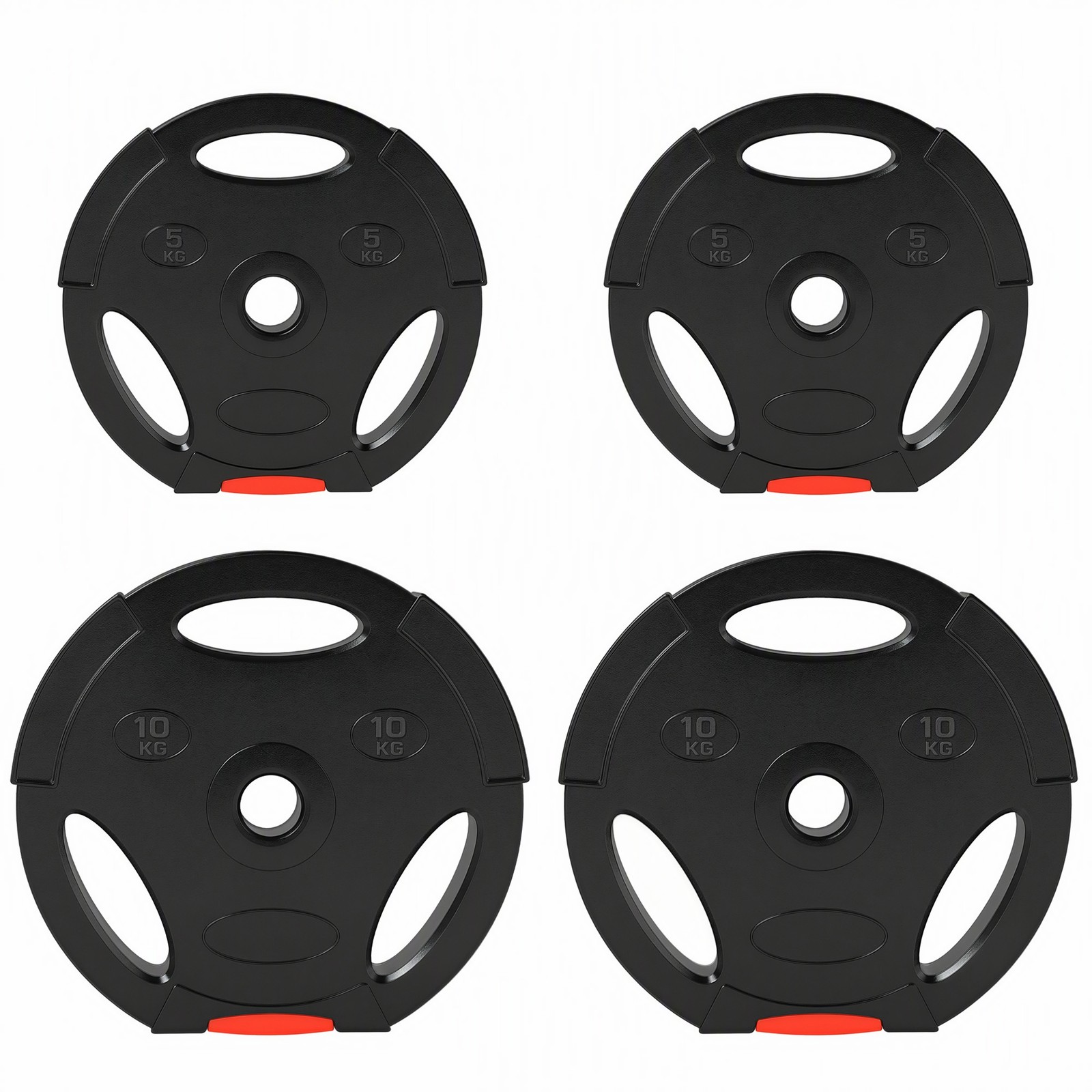 SPORTNOW Set 2 Dischi Pesi da 10 kg e 2 Dischi Pesi da 5 kg con 3 Fori Nero