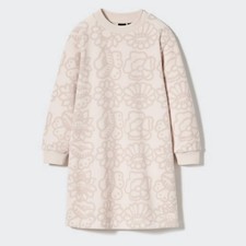 Marimekko x Uniqlo Kids 5-6 Fleece Long Sleeve Dress Ribbed Crewneck & Cuffs