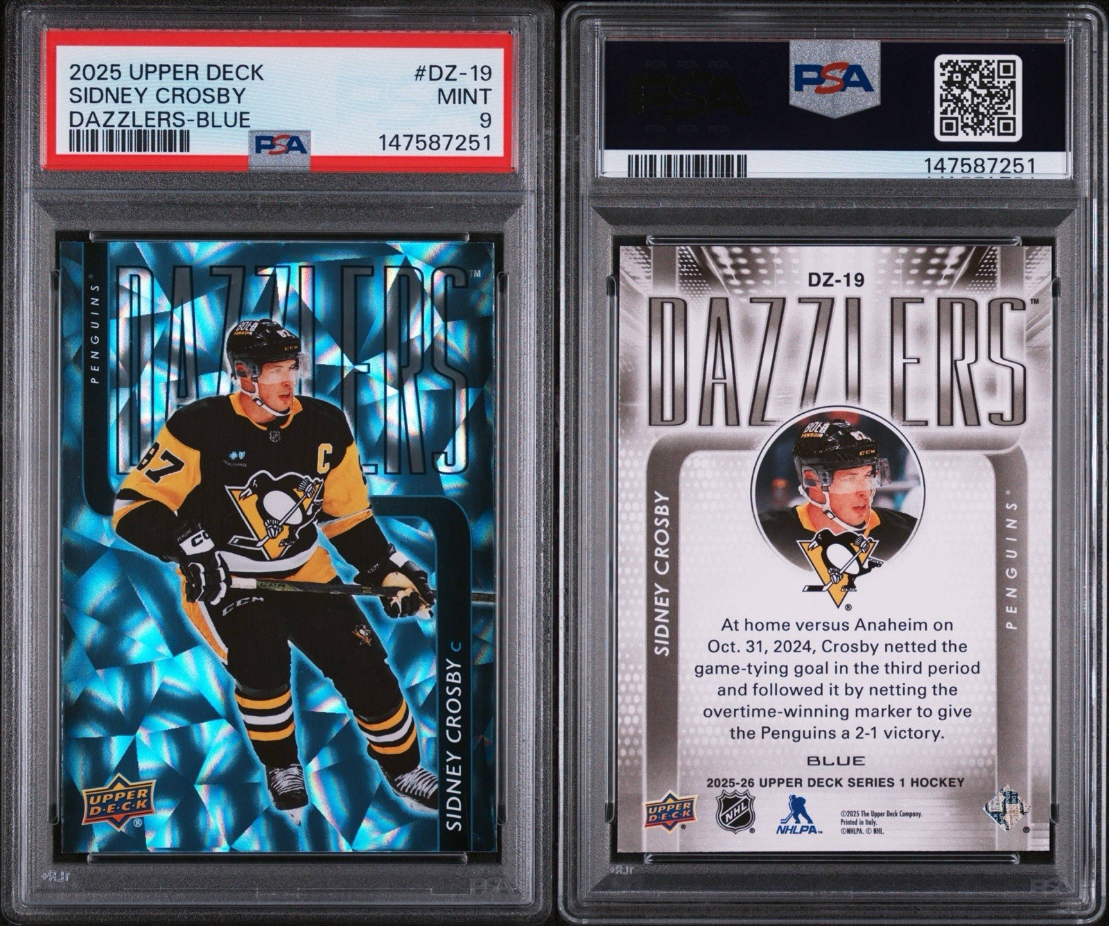 Sidney Crosby PSA 9 2025 Blue Dazzlers view 3