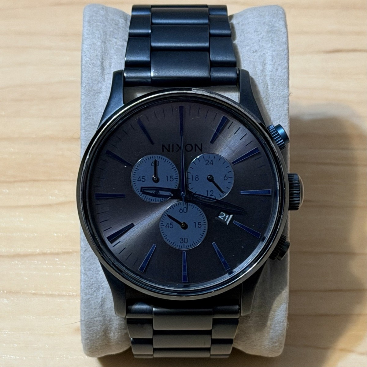 Nixon The Sentry Chrono Deep Blue SS Gunmetal A386-1679 Men's
