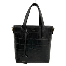 Auth SAINT LAURENT PARIS Mini Toy Shopping 712367 Black Leather - Tote Bag