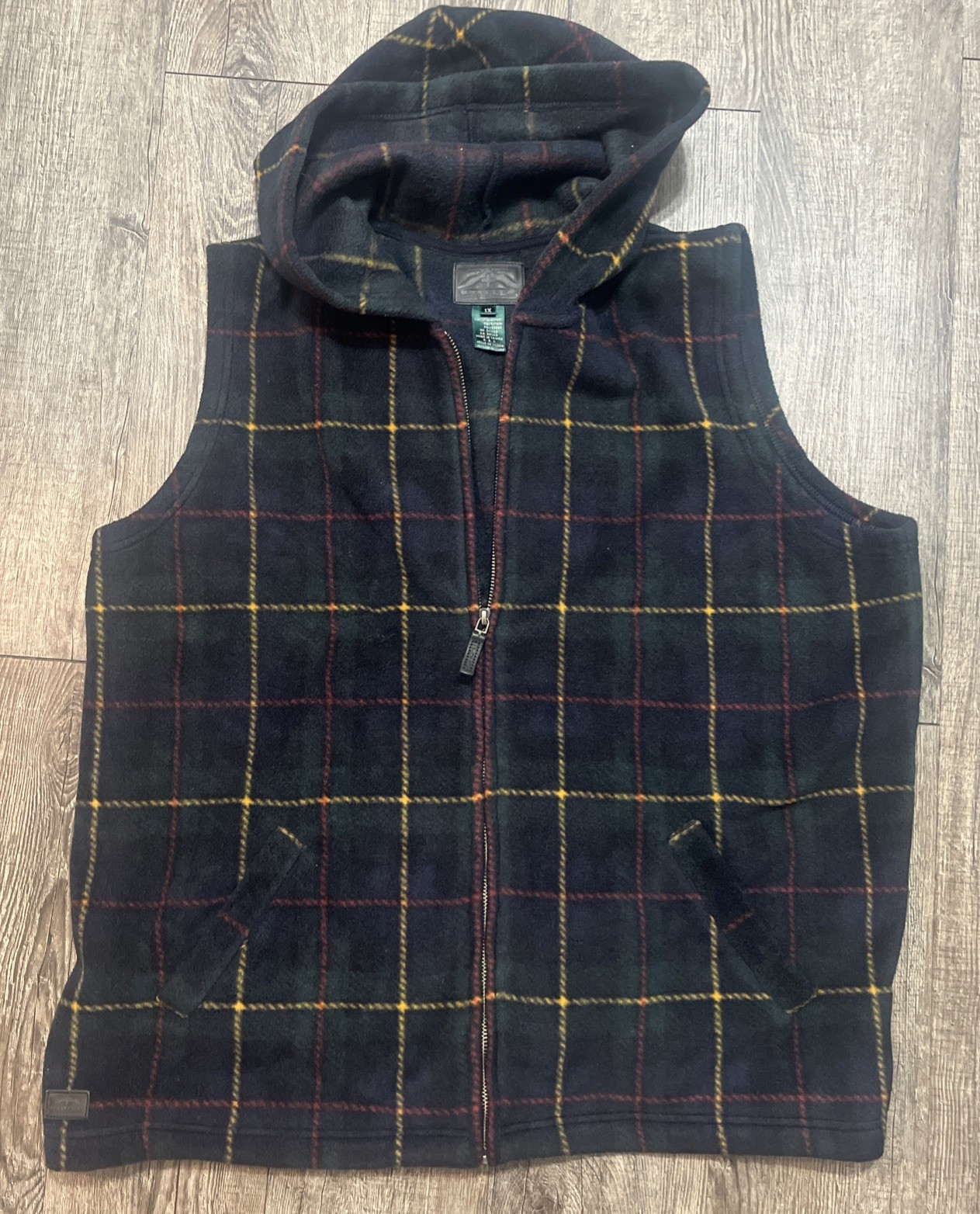 Ralph Lauren Black Label Fleece Hoodie Vest 1X Women’s Plaid