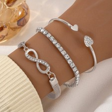 Womens Fashion Heart Bracelet Inlaid Rhinesto...