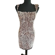 Guess Y2k Leopard Print Bodycon Mini Dress Size L  NWT