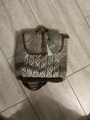 Myra Bag - Stella Backpack Bag Upcycled Canvas & Hair-On Cowhide Leather NWT