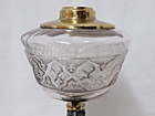 ANTIQUE VICTORIAN COMPOSITE OIL LAMP MAN & DOG FIGURAL STEM, EAPG GLASS FONT — photo 6