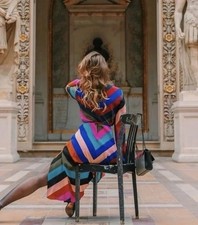 Size 2 DVF Diane von Furstenberg TILLY Carson Stripe Silk Wrap Midi Dress ASO