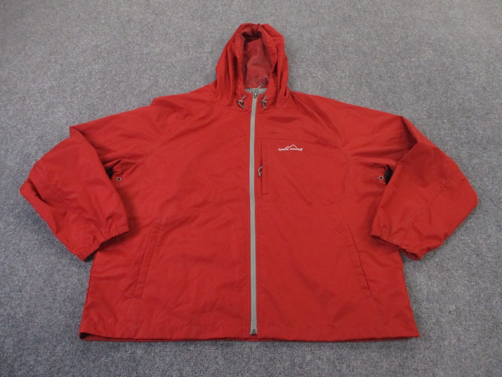 Eddie Bauer Jacket Men XL Red Hiking Rain Coat Outdoor Sport Vented Lightweight