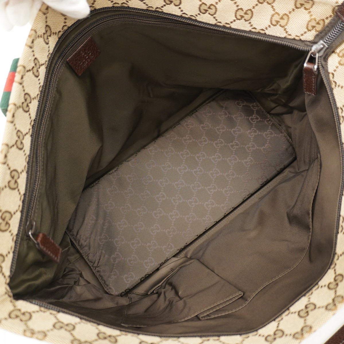 Auth [6ba1401] GUCCI Tote Bag GG Canvas/Shelly Line 155524 Canvas Beige Silv... thumbnail 4