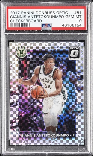2017 PANINI DONRUSS OPTIC CHECKERBOARD #81 GIANNIS ANTETOKOUNMPO PSA 10