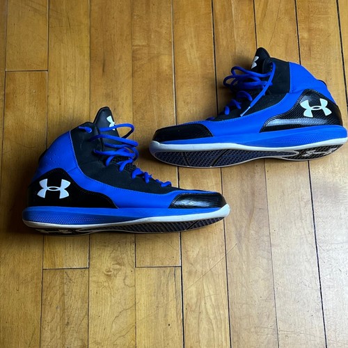 Men's Size 11 Under Armour Jet Mid Basketball Sneakers Royal Blue/Black/White