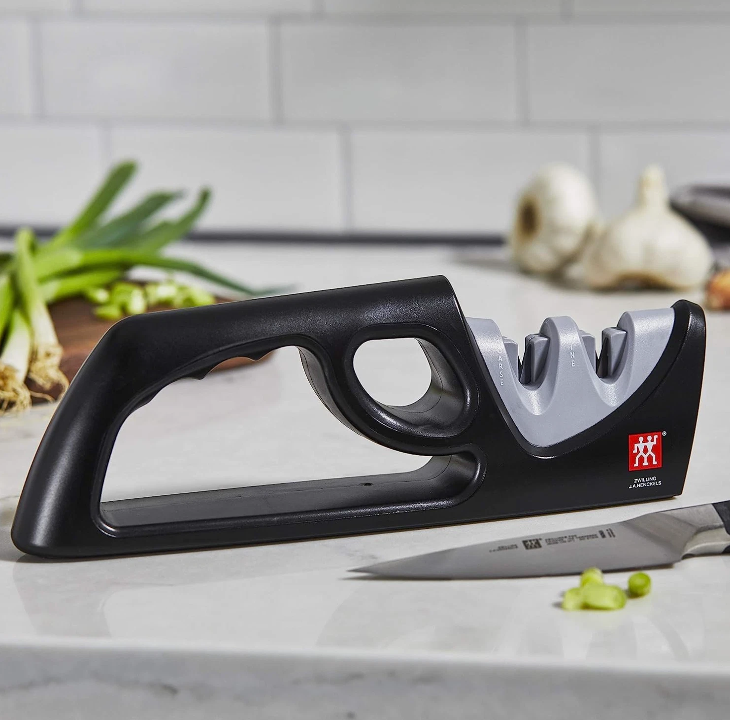 Zwilling- 2-Stage - Pull-through Sharpener for Western Knifes - Black-Gray Color
