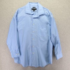 Pronto Uomo Shirt Mens 17.5 32/33 Business Casual Pocket Button Blue Long Sleeve