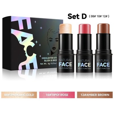 Women Makeup Stick Makeup Accessory 3Pcs 1Set Highlighter Stick Multi-purpose