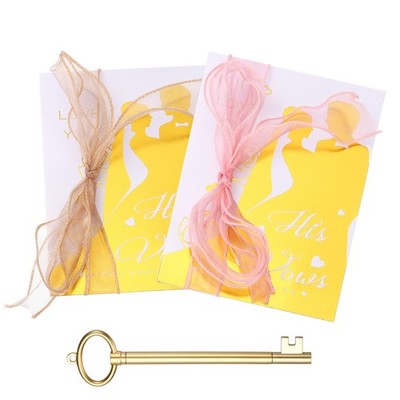 Wedding Vow Card Set, (7.87 x 5.51-Inch, Gold/Pink), Version B