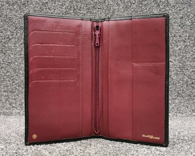 Vintage Leder Geldbörse Schwarz & Burgund, Made In Britain, Geschmeidig Luxuriös