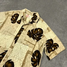 RARE Vintage 60s 70s SEARS Hawaiian Fashions Shirt Mens Large Brown Palms Aloha