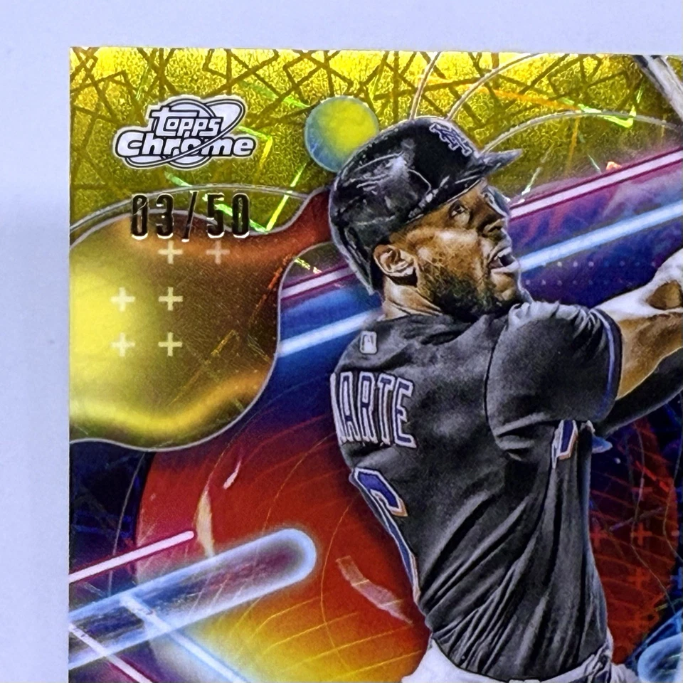 2023 Topps Cosmic Chrome Baseball Starling Marte Gold Refractor Auto /50 METS - Image 2 of 3
