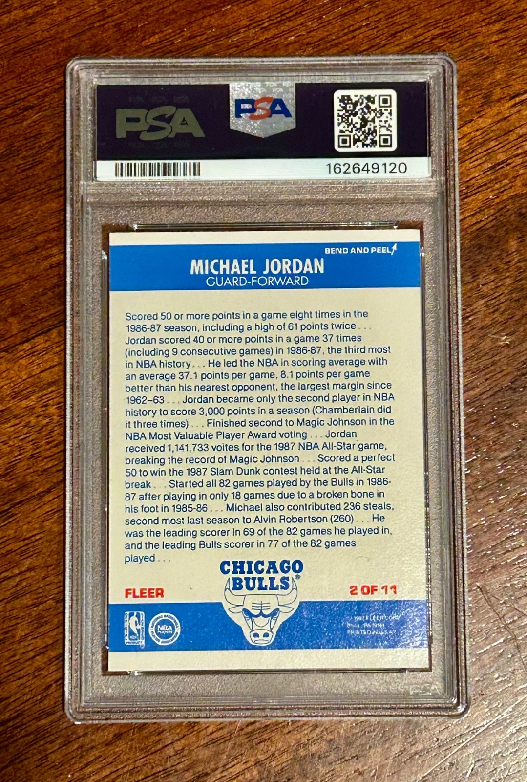 1987 Michael Jordan Fleer Sticker #2 Card PSA NM 7 view 3