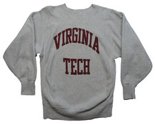 Virginia Tech XL Champion Reverse Weave Heather Grey Sweatshirt VTG 90s VT VA