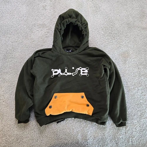 Sweat à capuche Pulse Designer sans marque poids lourd Y2K Supreme GUC grand vert RARE USA