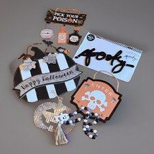 New Shabby Chic Halloween Hanging Signs & Decor Lot(x6) Enter If You Dare & More