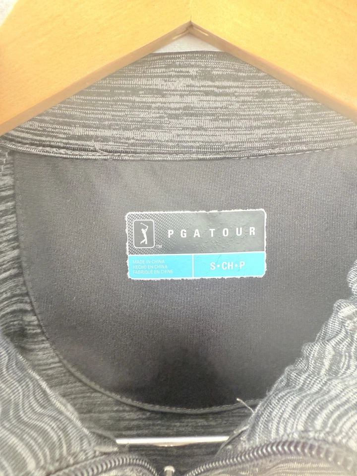 PGA Tour Grey Heather Full Zip Track Jacket Stretch Fabric 3 Pockets Mens S - Image 2 of 4