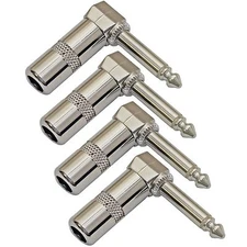 4PACK Right Angle 1/4 TS Mono Phone Plug Guitar Audio Connector 6.3mm phono Jack