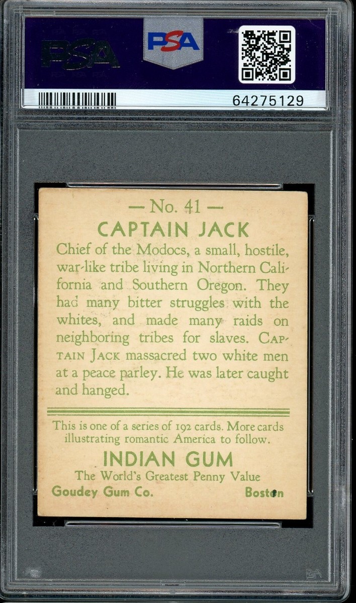 1933 Indian Gum #41 Captain Jack PSA 4.5 | eBay