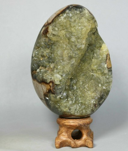 372g Polished DRAGON SEPTARIAN Crystal Calcite GEODE SPHERE Egg / Stand - Picture 5 of 10