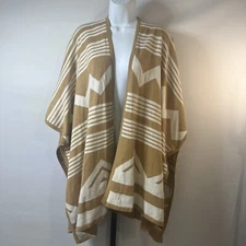 Mossimo Wrap/Shawl/Poncho Open Front  Southwestern Knit Mustard And White OSFM