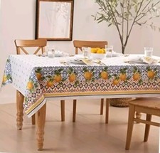 Elrene Double-Bordered Mediterranean 60"x 120" Rectangle Tablecloth Capri Lemon