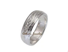 925 STERLING SILVER HAWAIIAN PLUMERIA FLOWER SCROLL SMOOTH EDGE 6MM BAND RING