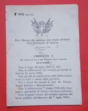 Decree Kingdom of Italy added road to the list of provincials Salerno 1883