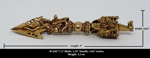 5” Handcrafted Phurba Dorje - Tibetan Buddhist Ritual Mahakal Gold Dagger~PRD-NG - 第 2/12 張圖片