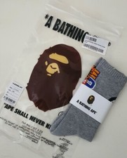 A BATHING Ape Shark grey socks L large UK 9-11 Japan BAPE gray New