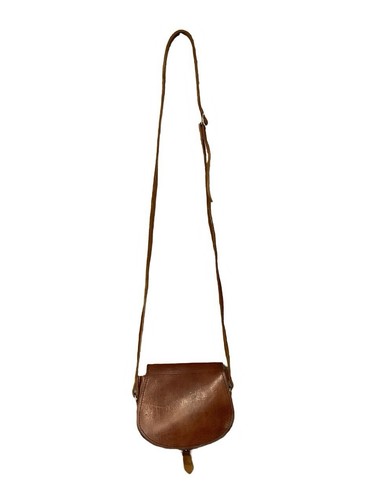 VTG 60S 70S REDDISH BROWN FOLK BOHO EMBOSSED GEOMETRIC BUCKLE CROSS BODY BAG - Picture 3 of 5