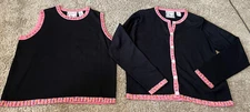 Michael Simon Lite Cardigan Sweater & Shell Sleeveless Crewneck Tank Size M Vtg