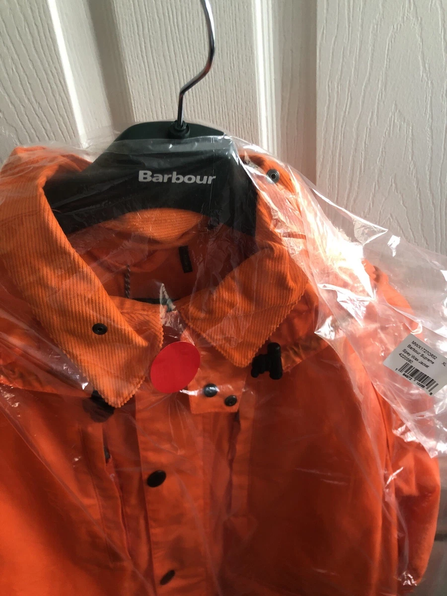 Supreme Barbour Lightweight Waxed Cotton Field Jacket Orange- FAST SHIPPING