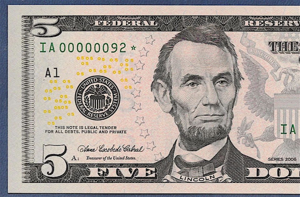 2006  $5 "STAR" W/LOW S/N ♚♚IA00000092*♚♚  PCGS SUPERB GEM NEW 67 PPQ - Image 2 of 3